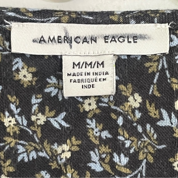 Women’s American Eagle Long Peplum Sleeve Crop Tie Front Blouse Top Size Medium - Picture 6 of 10